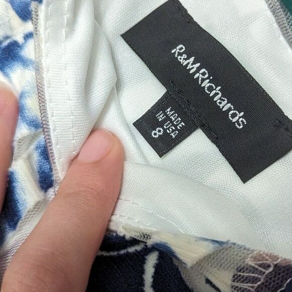 R&M Richards Womens Sz 8 Mesh Patterned Sundress Cottagecore Boho Beach Chic - Picture 3 of 4